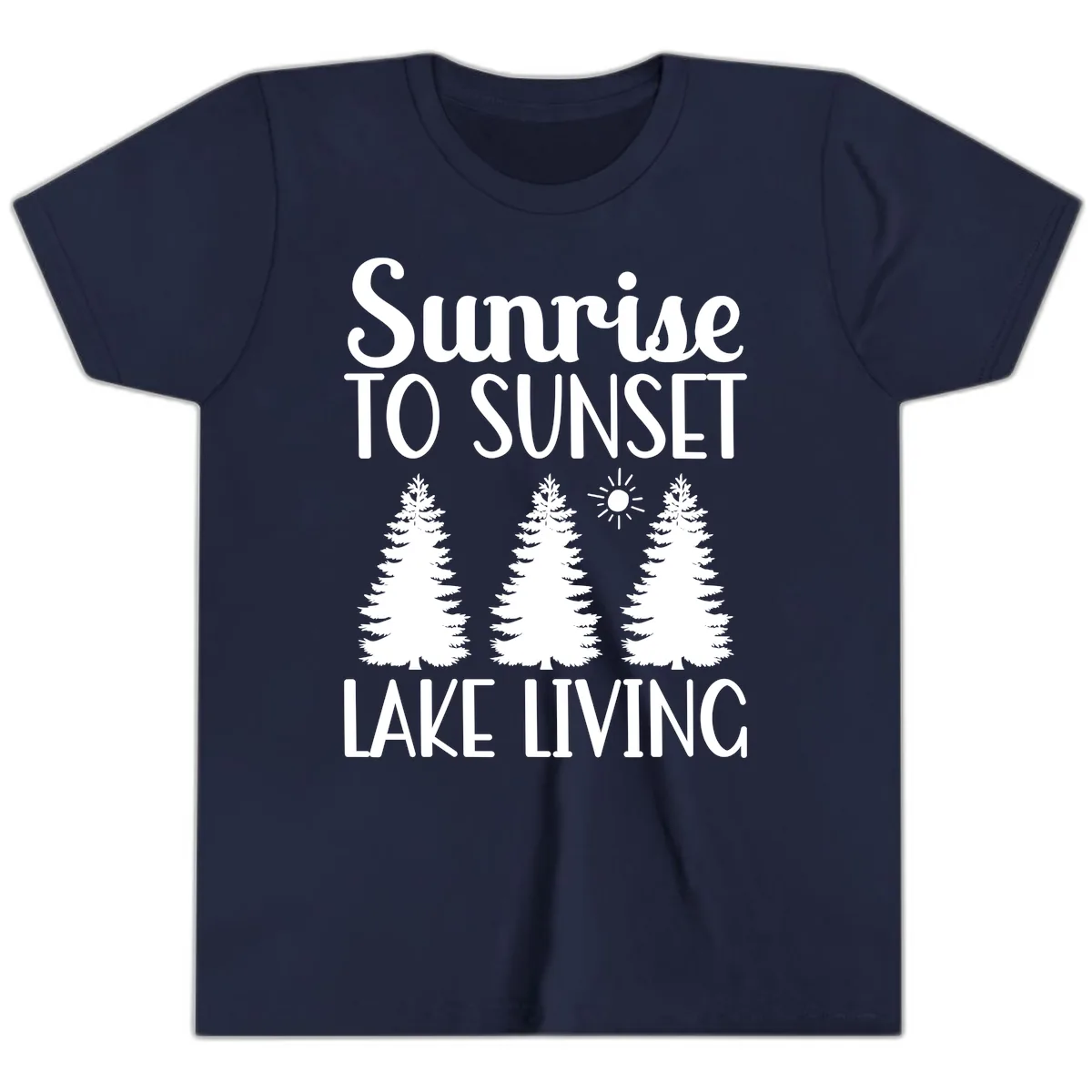 Sunrise To Sunset Lake Living Youth T-Shirt in Navy