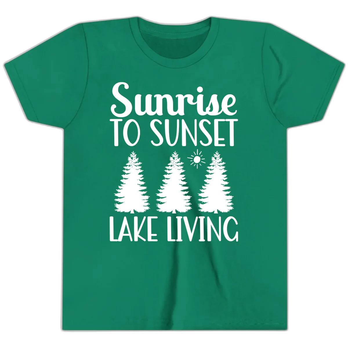 Sunrise To Sunset Lake Living Youth T-Shirt in Kelly