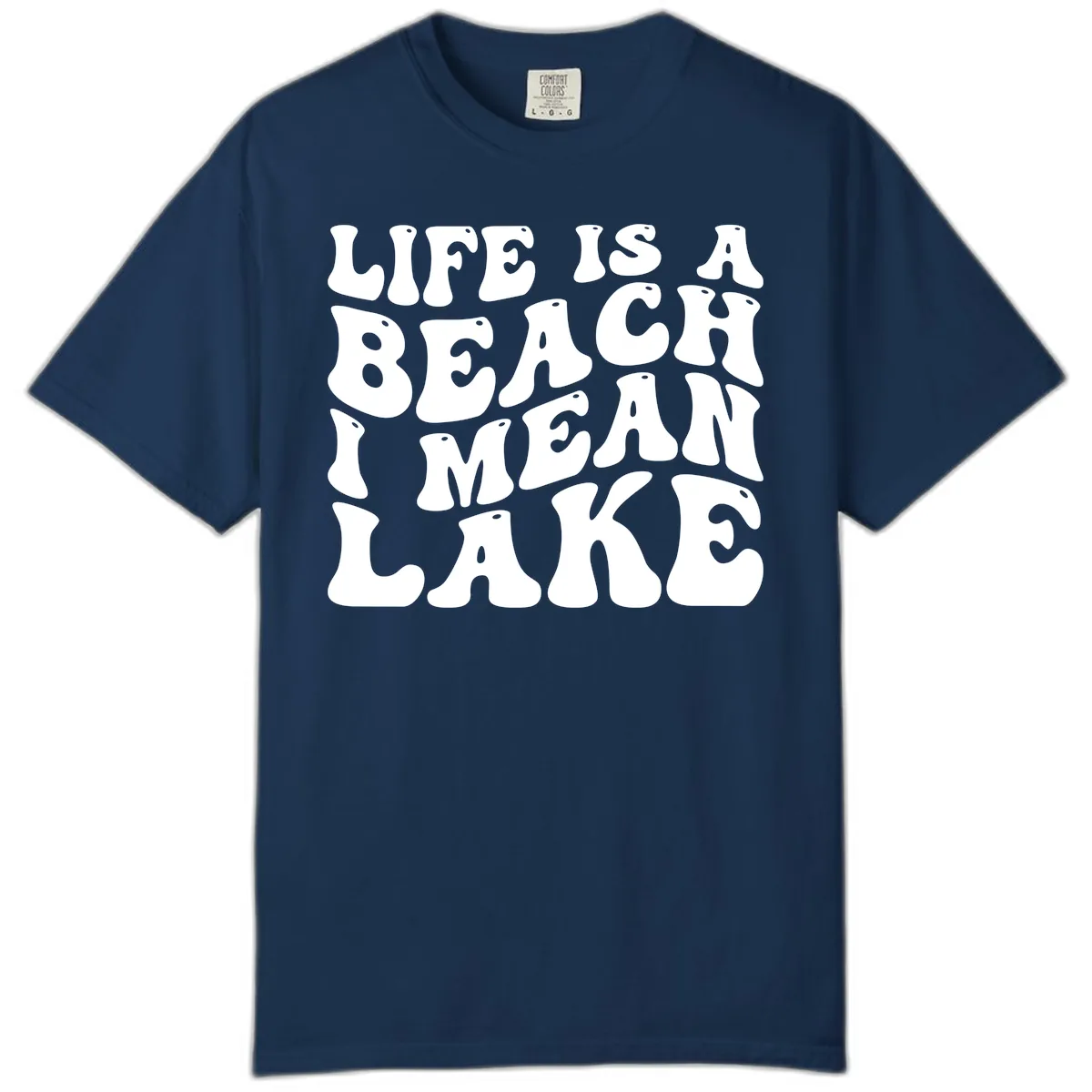 Life Is A Lake Funny Retro Typography Comfort Color in Navy