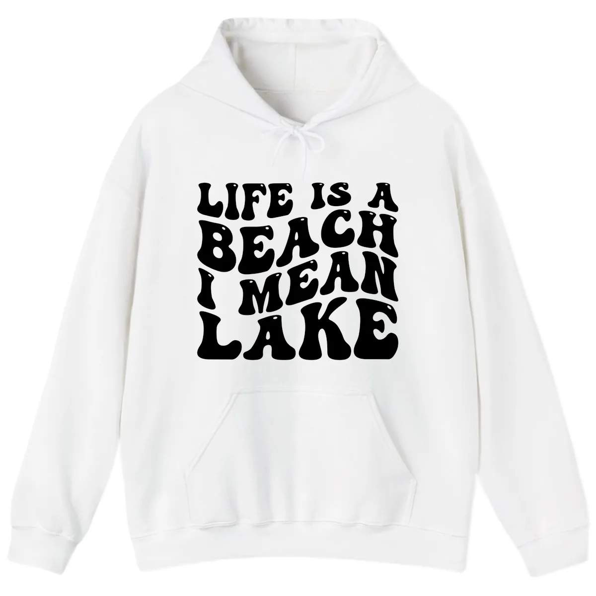 Life Is A Lake Funny Retro Typography Hoodie in White