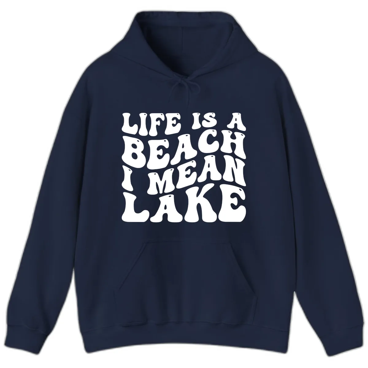 Life Is A Lake Funny Retro Typography Hoodie in Navy