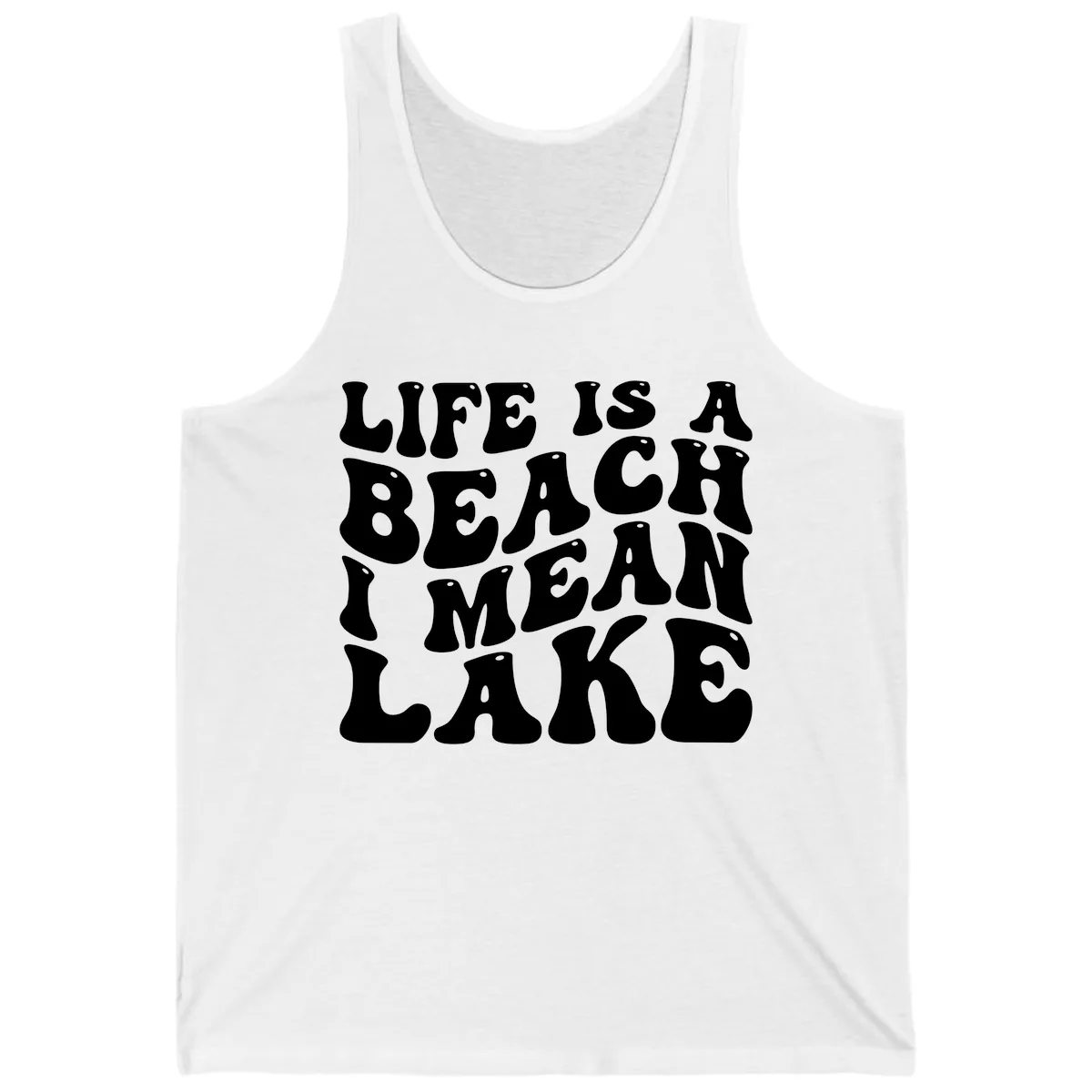 Life Is A Lake Funny Retro Typography Tank in White