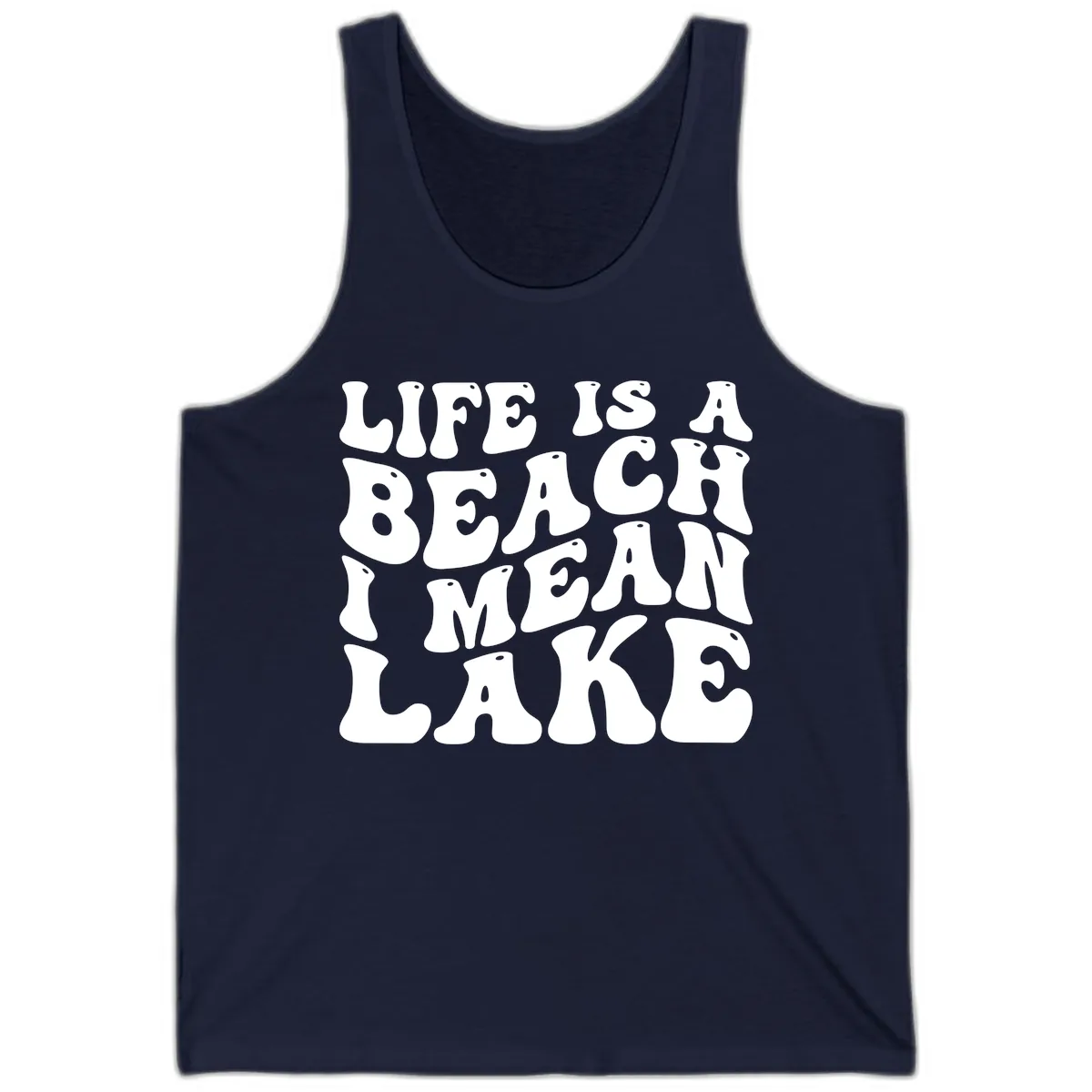 Life Is A Lake Funny Retro Typography Tank in Navy