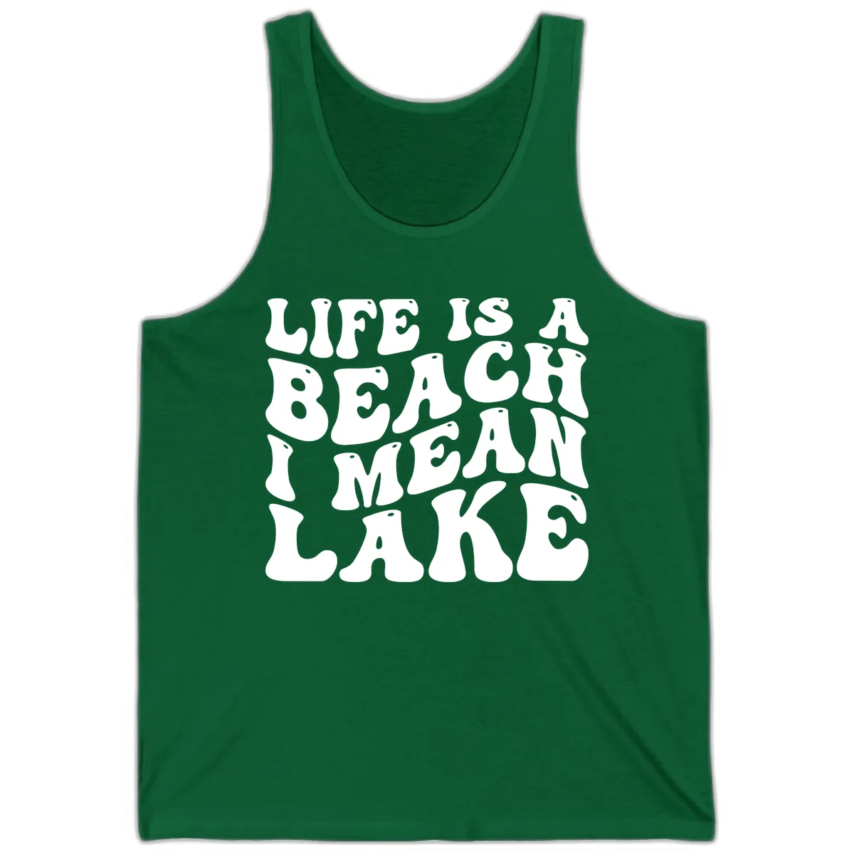 Life Is A Lake Funny Retro Typography Tank in Kelly