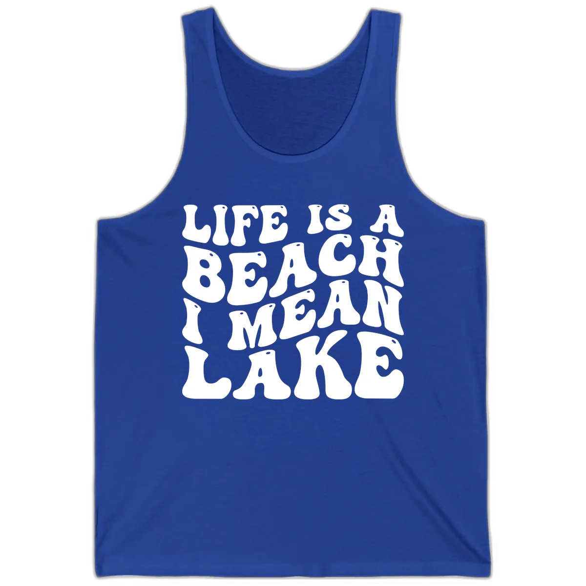 Life Is A Lake Funny Retro Typography Tank in True Royal
