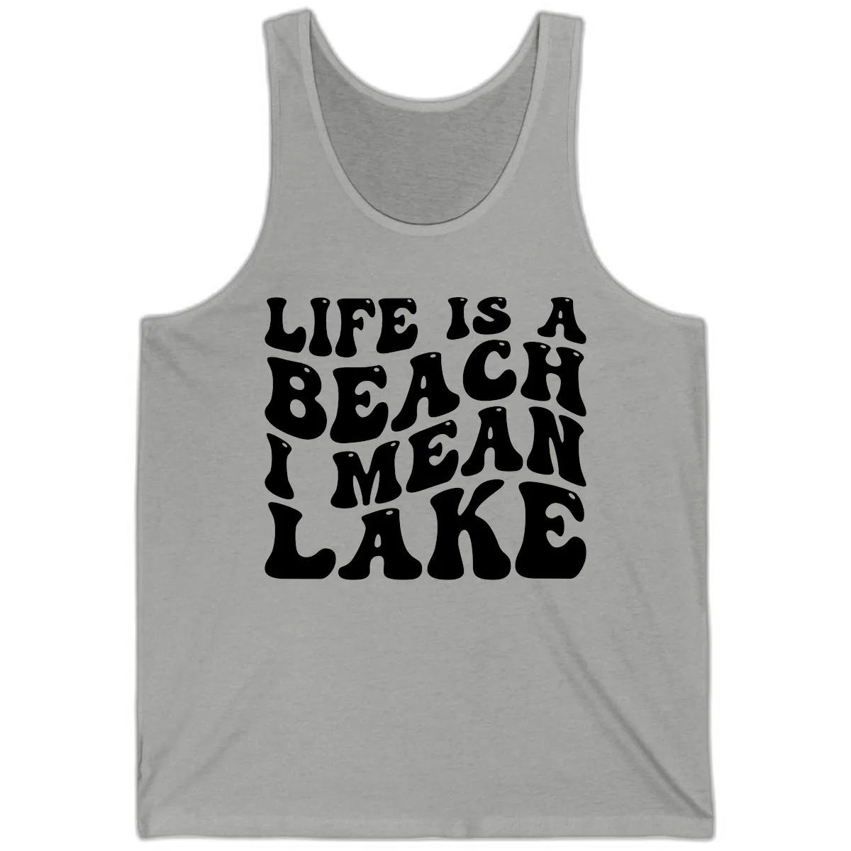 Life Is A Lake Funny Retro Typography Tank in Athletic Heather