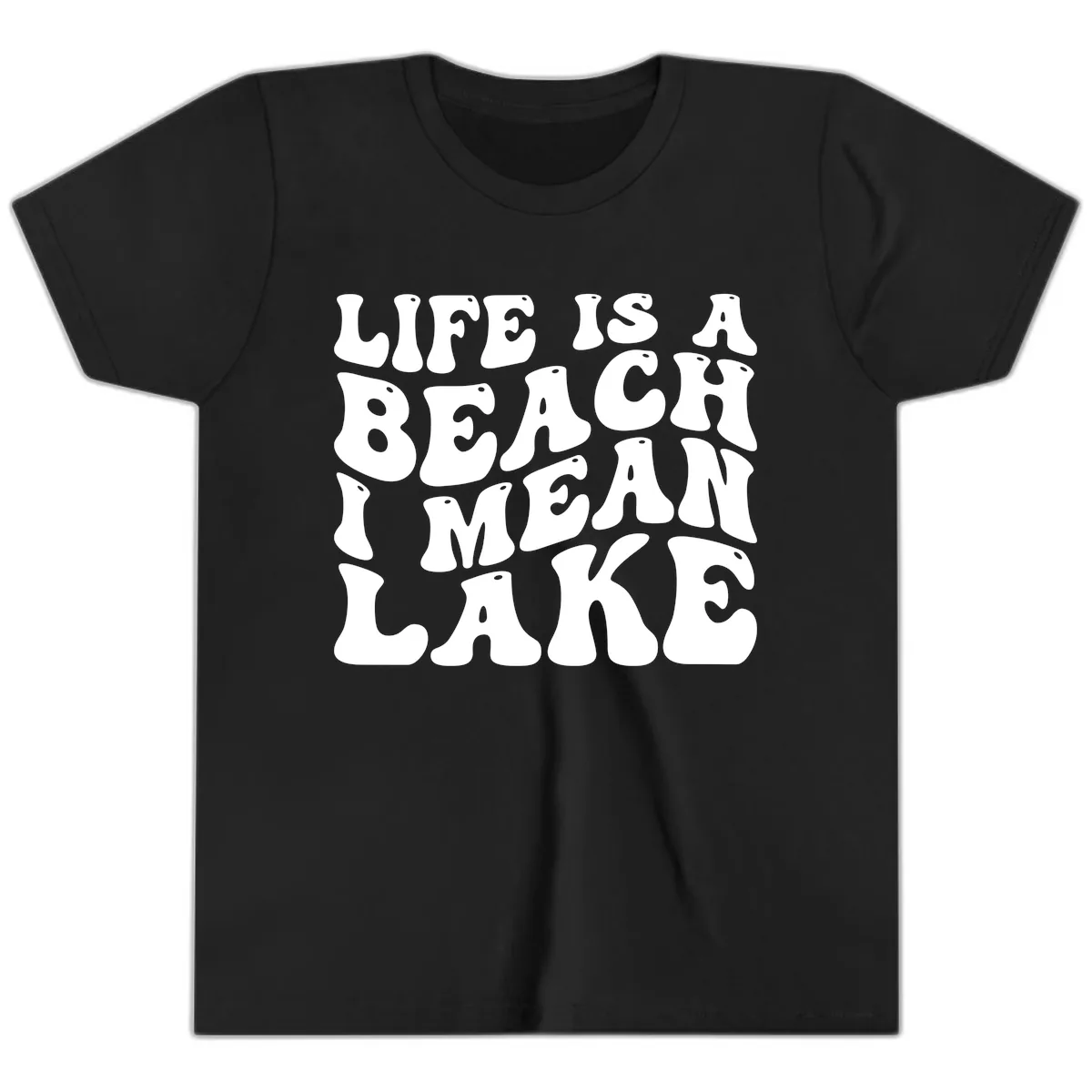 Life Is A Lake Funny Retro Typography Youth T-Shirt in Black