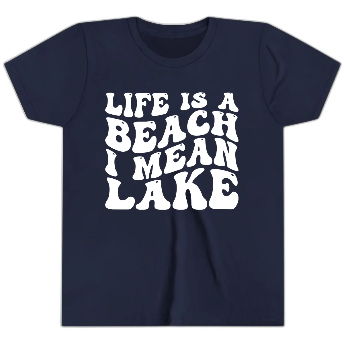 Life Is A Lake Funny Retro Typography Youth T-Shirt in Navy