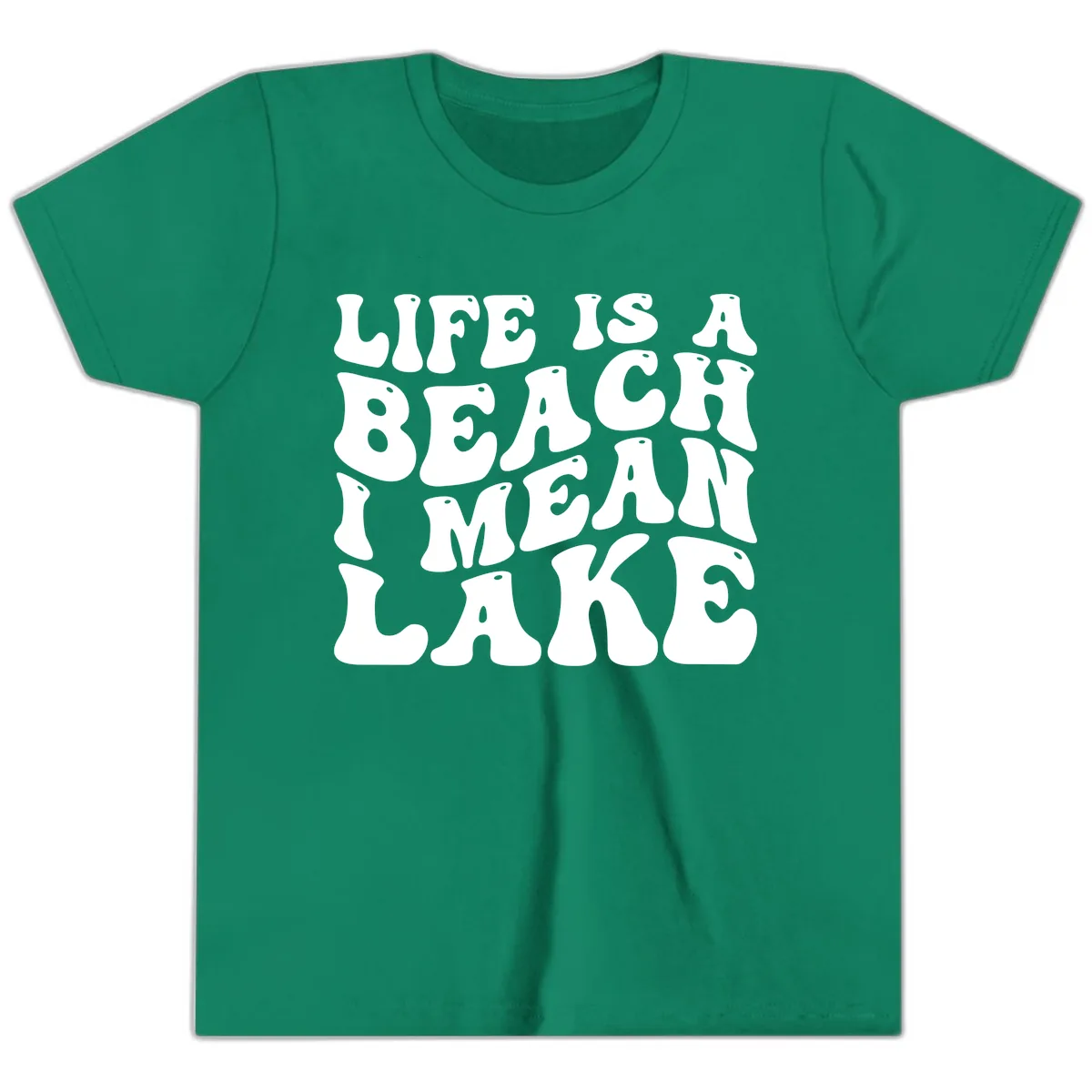 Life Is A Lake Funny Retro Typography Youth T-Shirt in Kelly