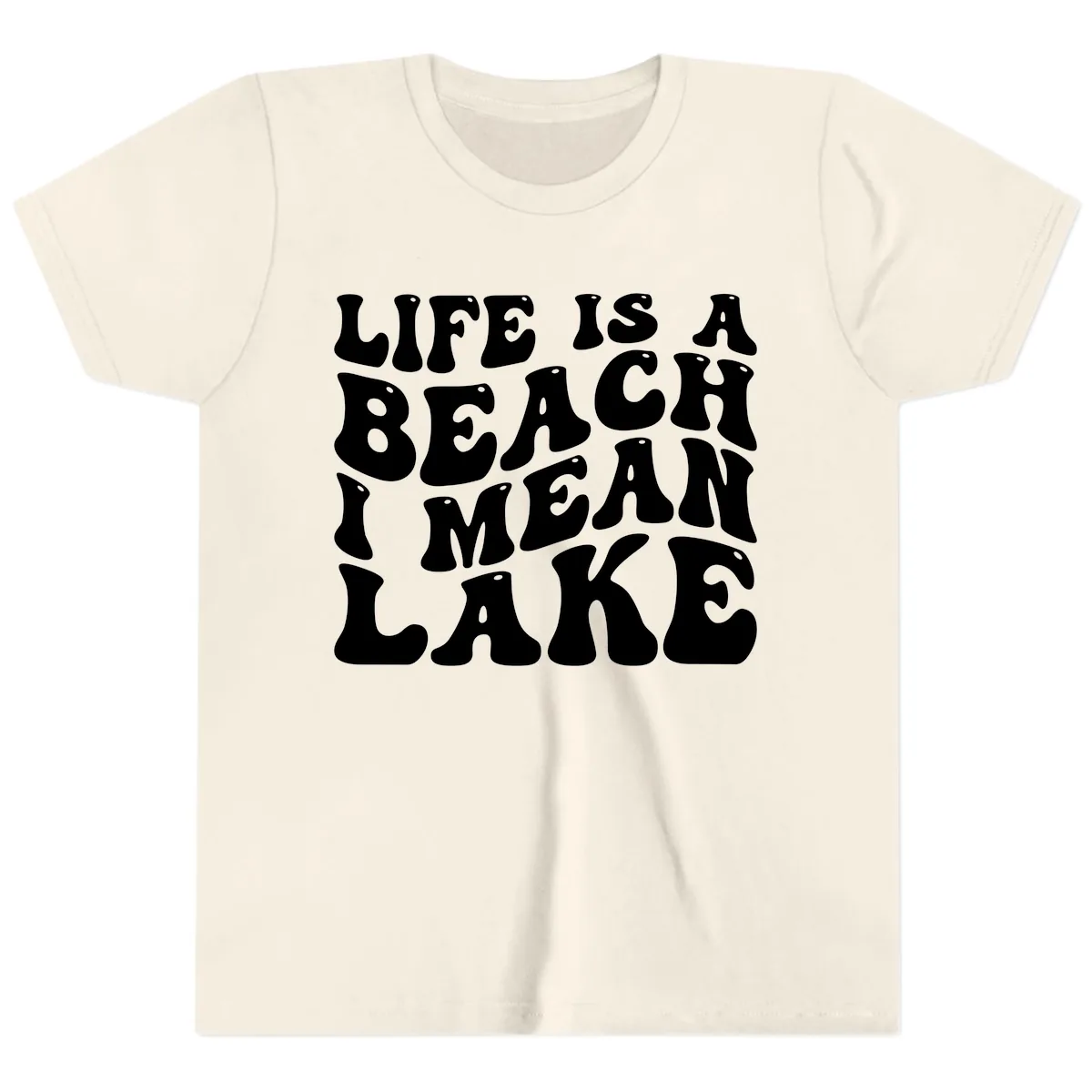 Life Is A Lake Funny Retro Typography Youth T-Shirt in Natural