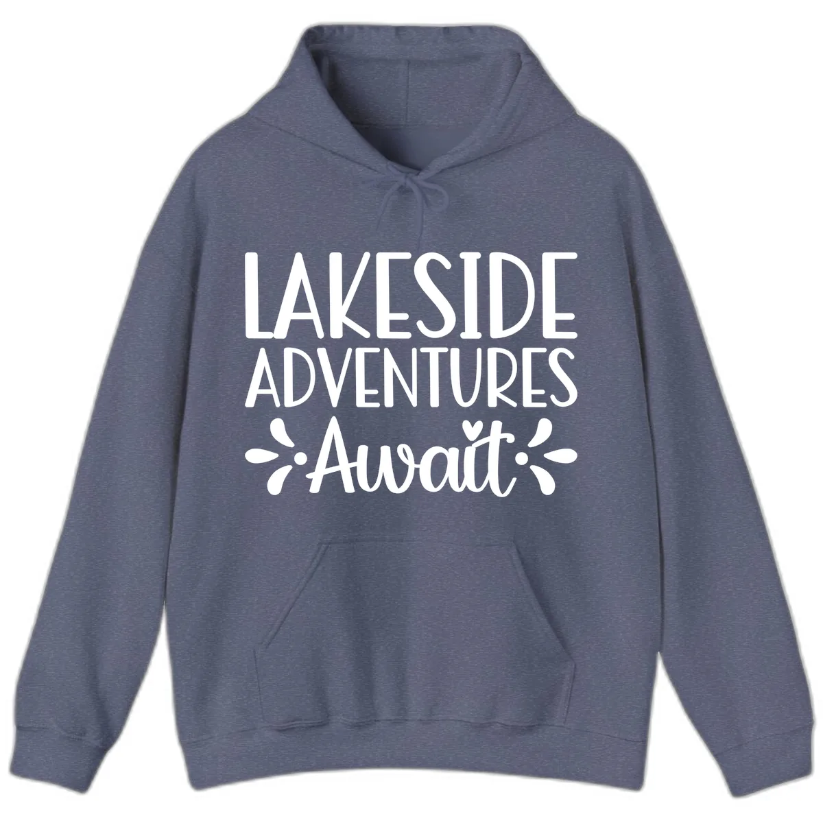 Lakeside Adventures Await Hoodie in Heather Navy