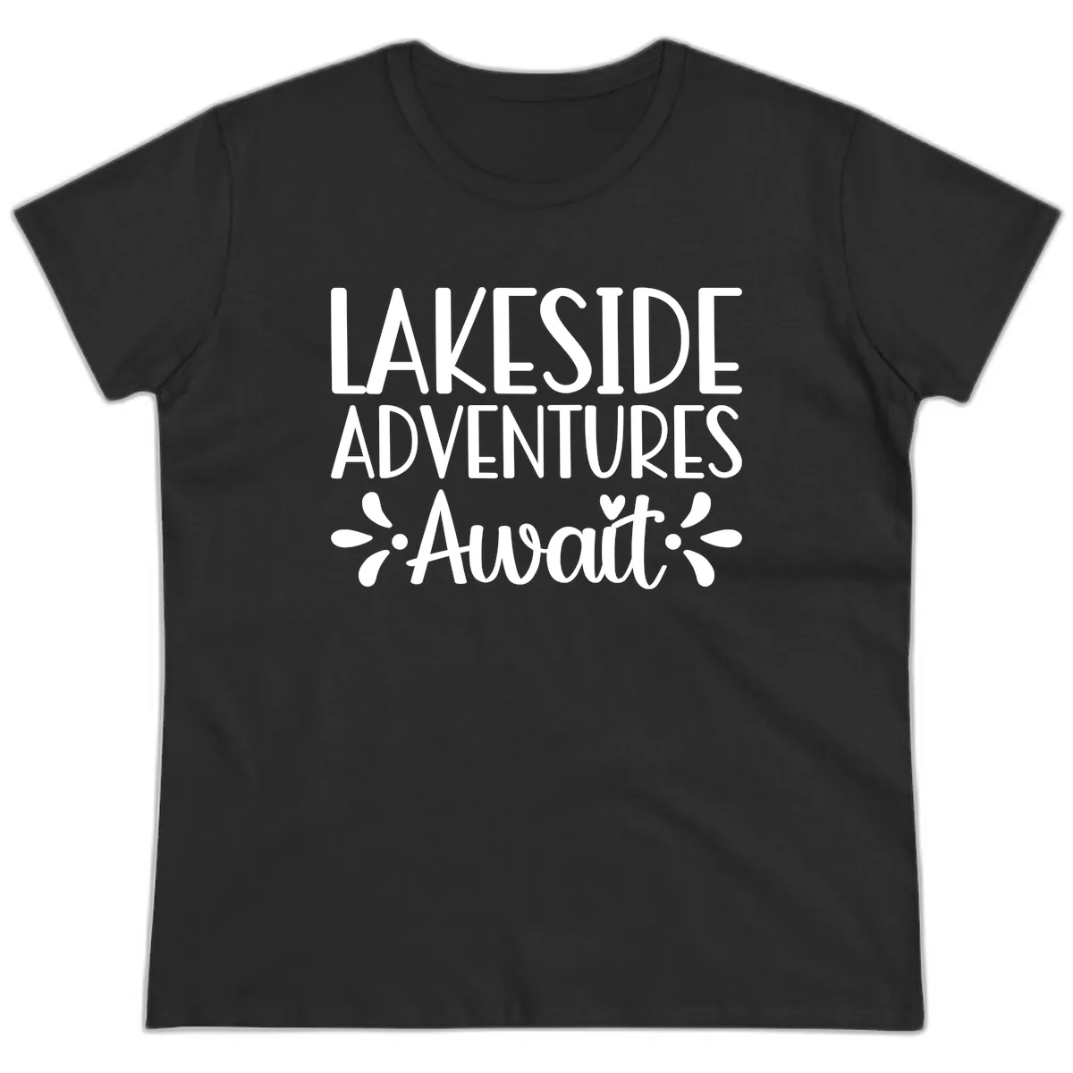 Lakeside Adventures Await Ladies Tee in Black