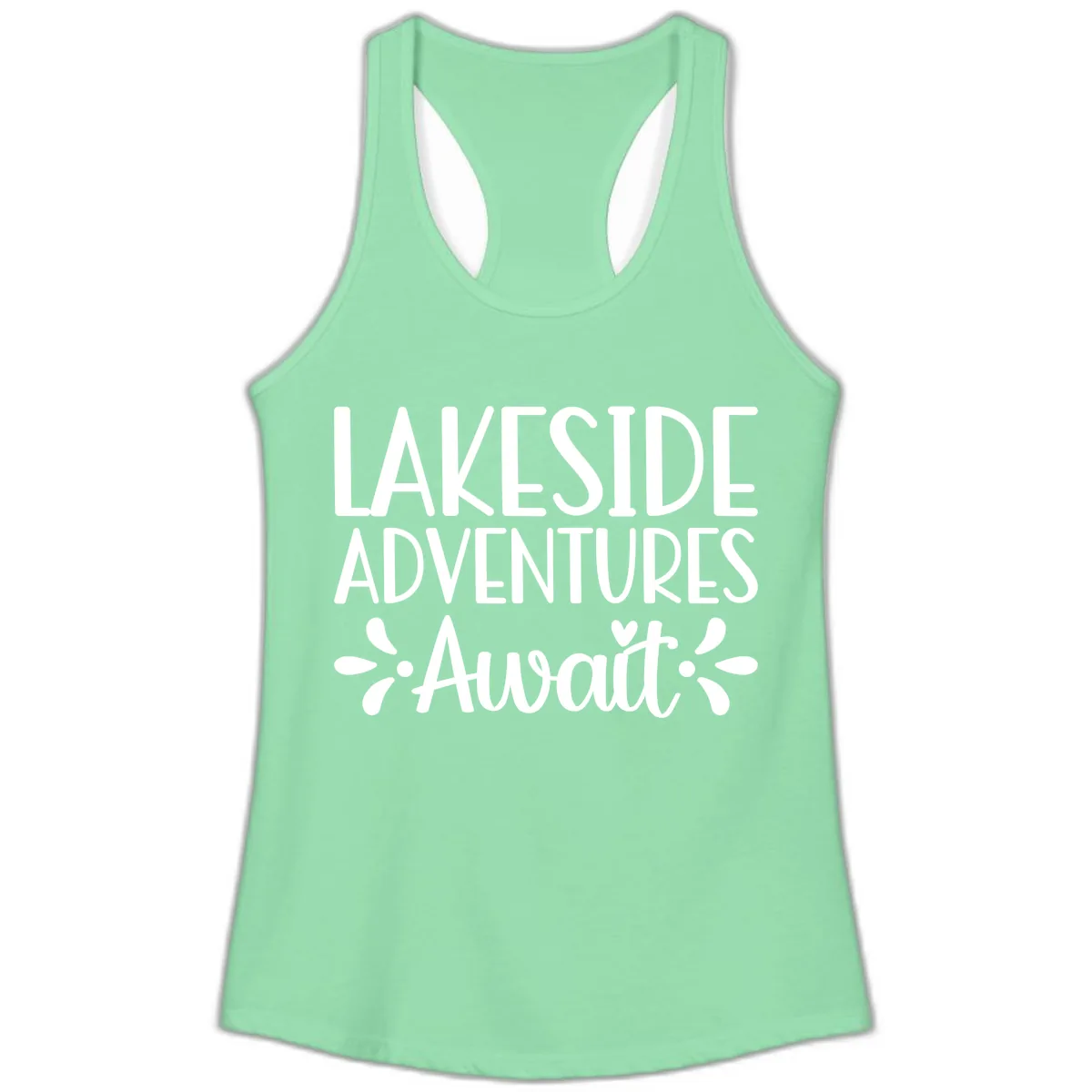 Lakeside Adventures Await Ladies Tank in Solid Mint