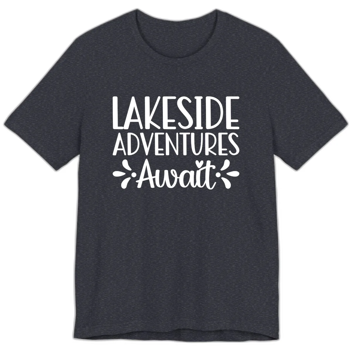 Lakeside Adventures Await Premium T-Shirt in Heather Navy
