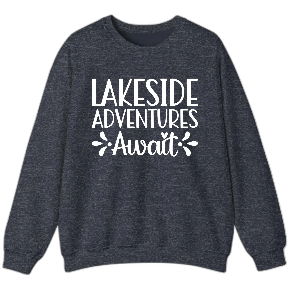 Lakeside Adventures Await Sweatshirt in Heather Sport Dark Navy