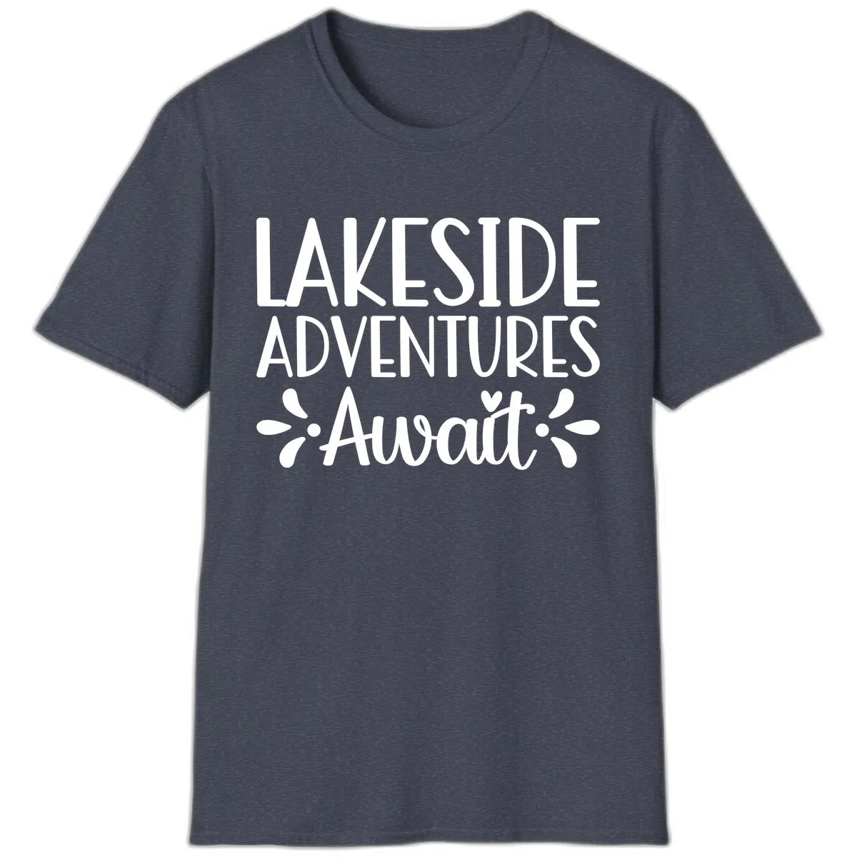 Lakeside Adventures Await T-Shirt in Heather Navy