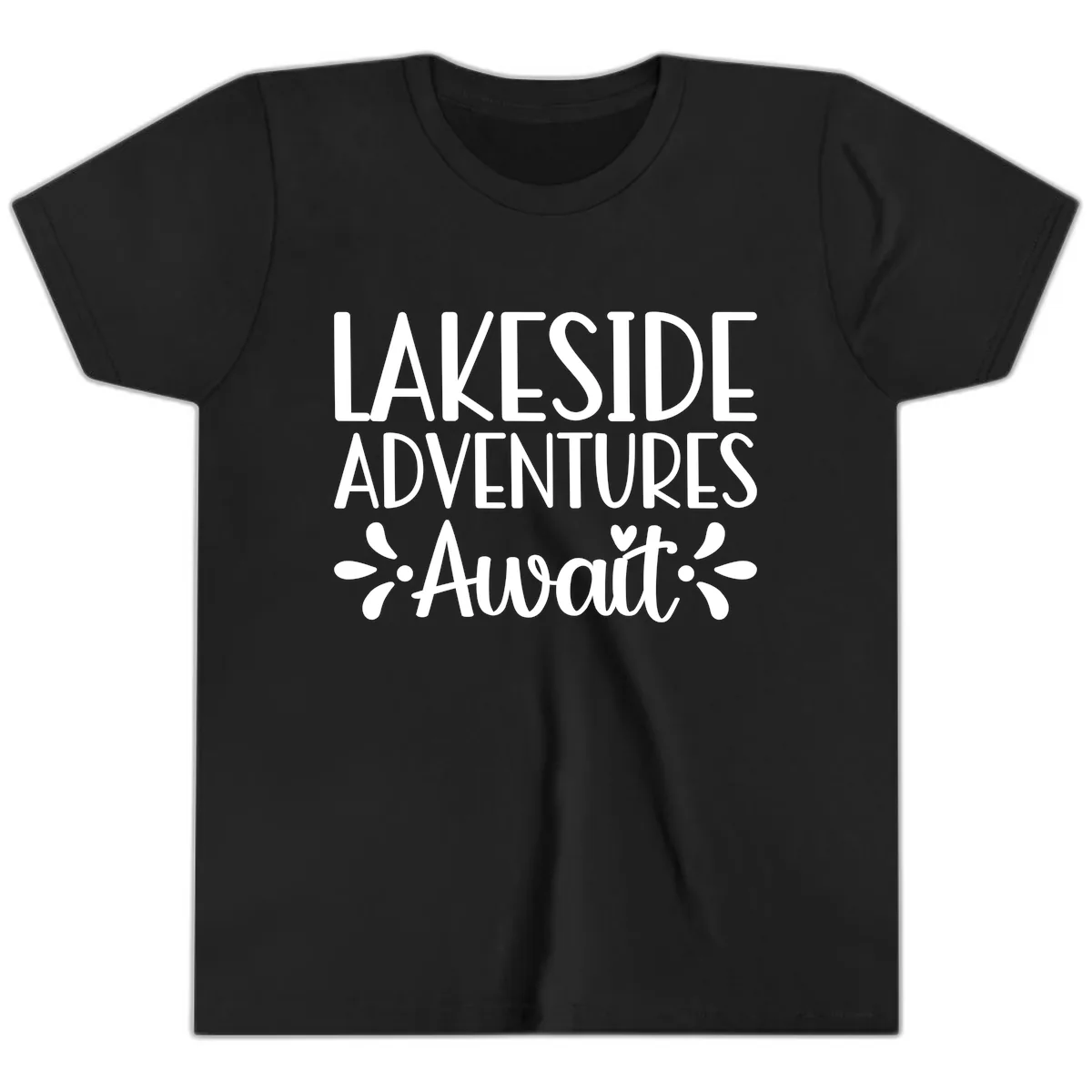 Lakeside Adventures Await Youth T-Shirt in Black