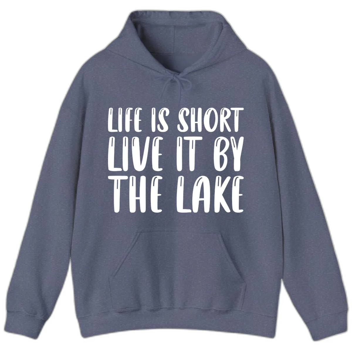 Life Is Short Live It By The Lake Hoodie in Heather Navy