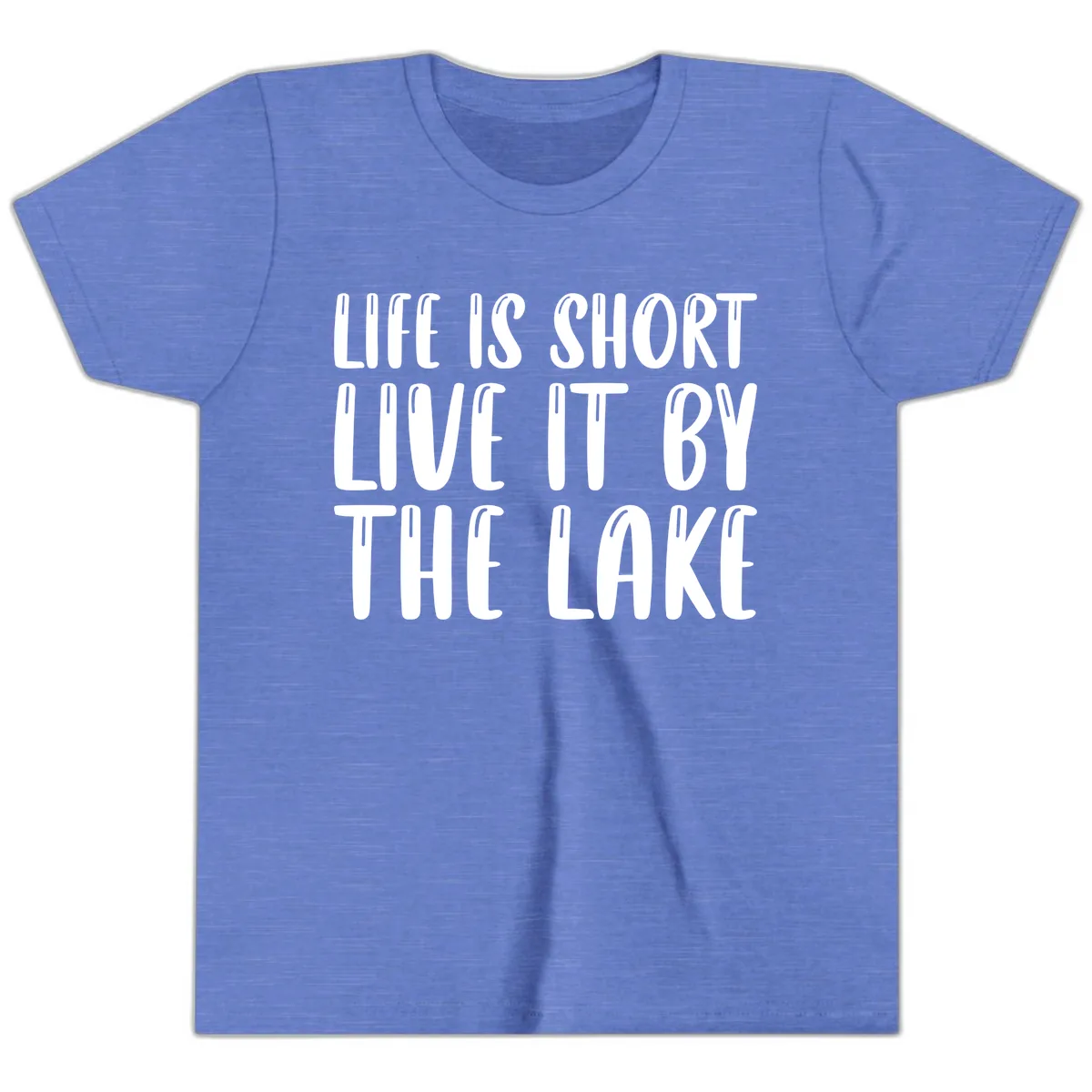 Life Is Short Live It By The Lake Youth T-Shirt in Heather Columbia Blue
