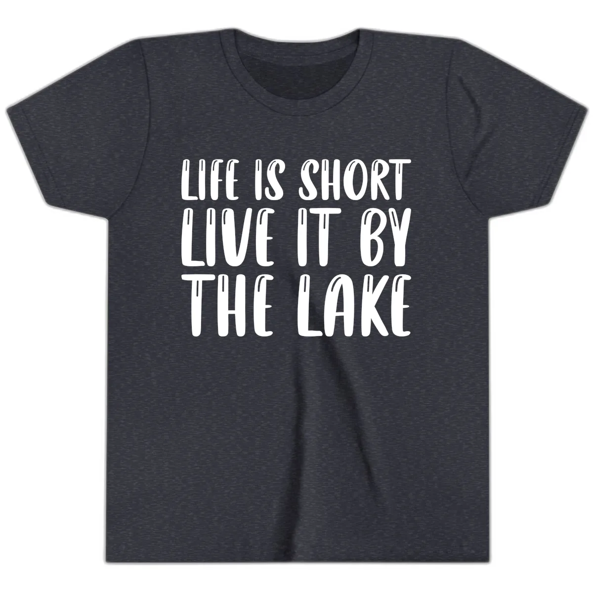 Life Is Short Live It By The Lake Youth T-Shirt in Heather Navy