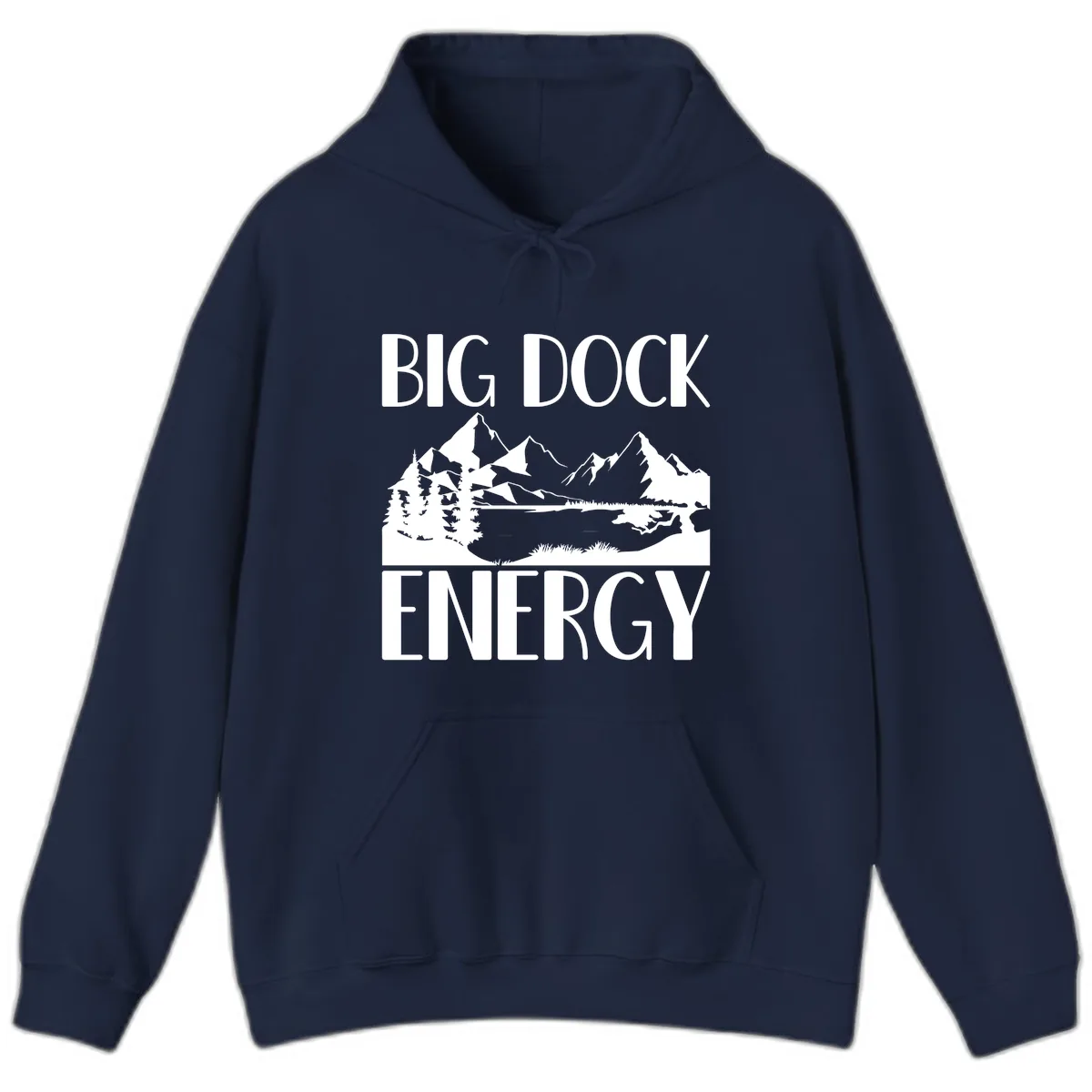 Big Dock Energy Mountain Landscape Hoodie in Navy