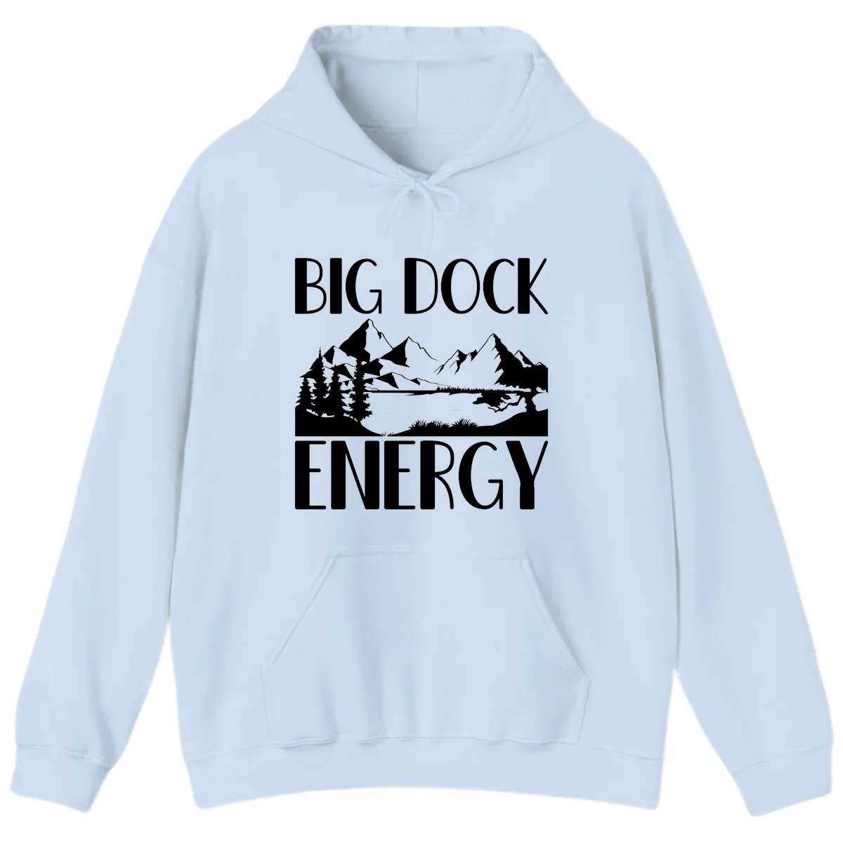 Big Dock Energy Mountain Landscape Hoodie in Light Blue