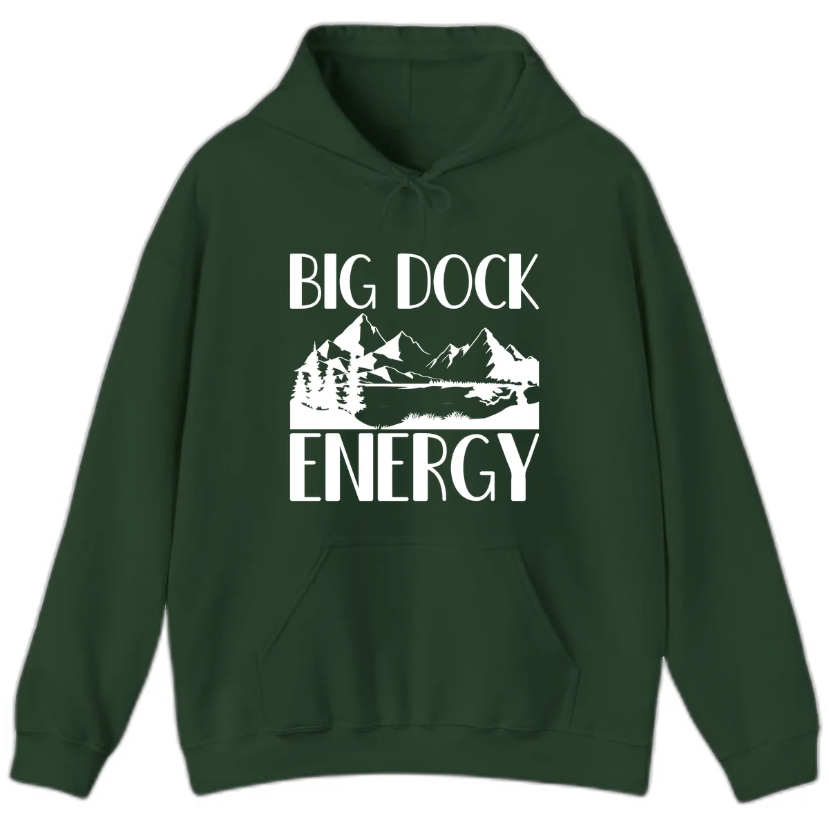 Big Dock Energy Mountain Landscape Hoodie in Forest Green