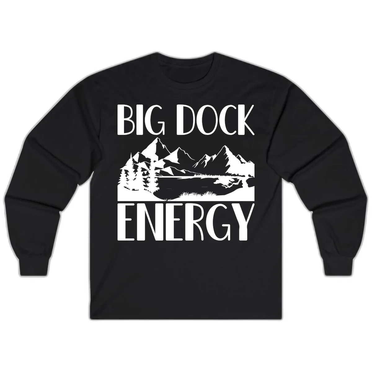 Big Dock Energy Mountain Landscape Long Sleeve in Black