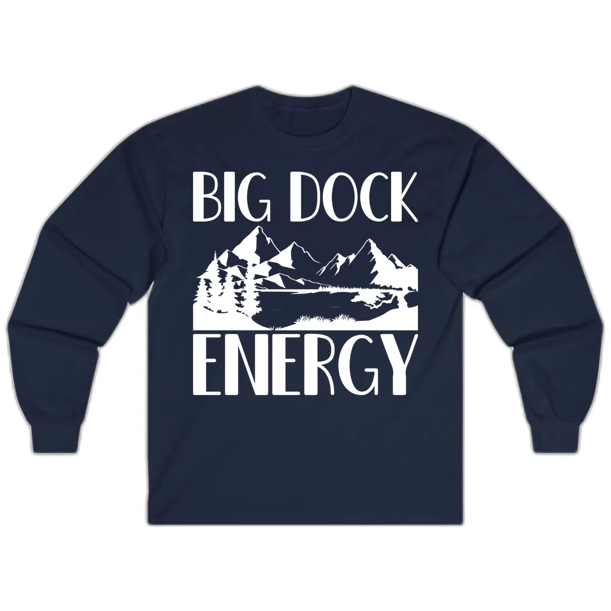 Big Dock Energy Mountain Landscape Long Sleeve in Navy