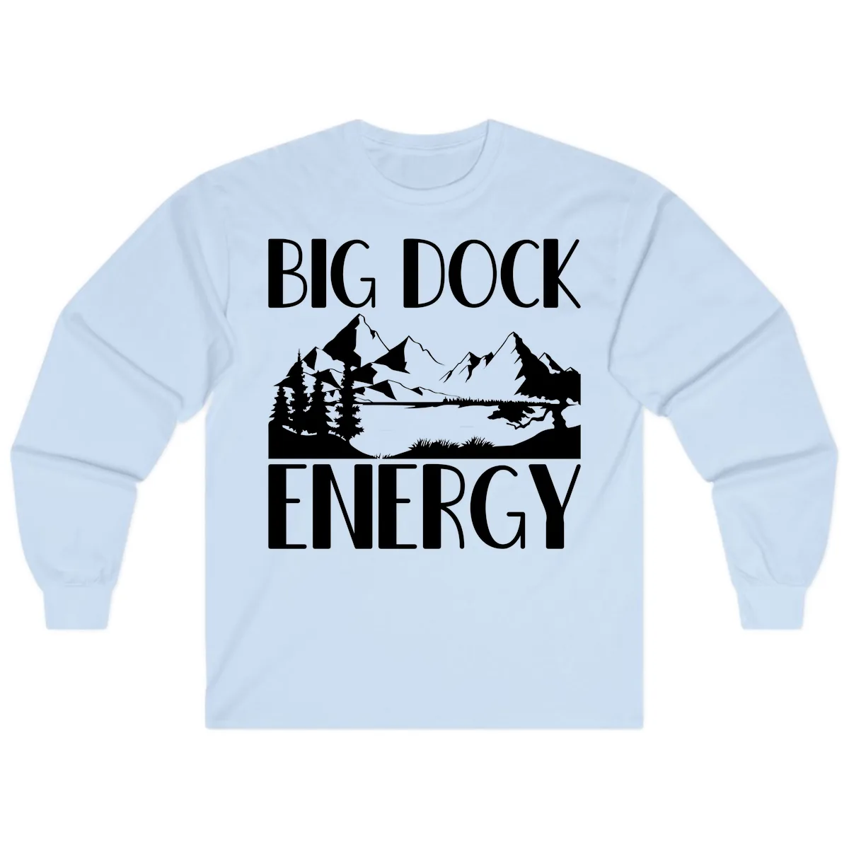 Big Dock Energy Mountain Landscape Long Sleeve in Light Blue