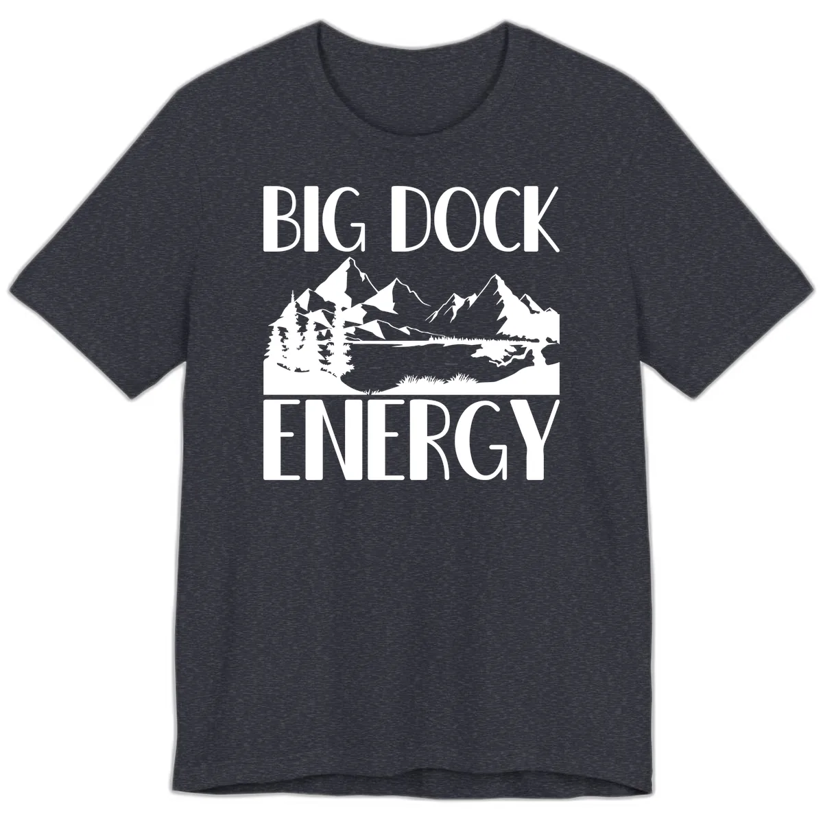 Big Dock Energy Mountain Landscape Premium T-Shirt in Heather Navy