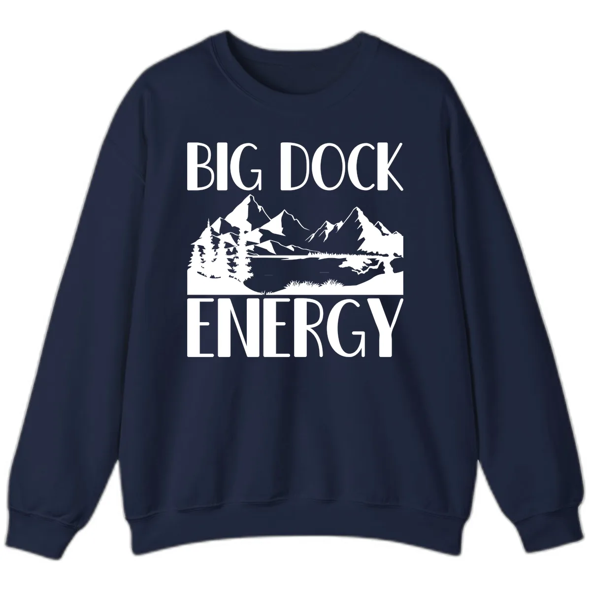 Big Dock Energy Mountain Landscape Sweatshirt in Navy