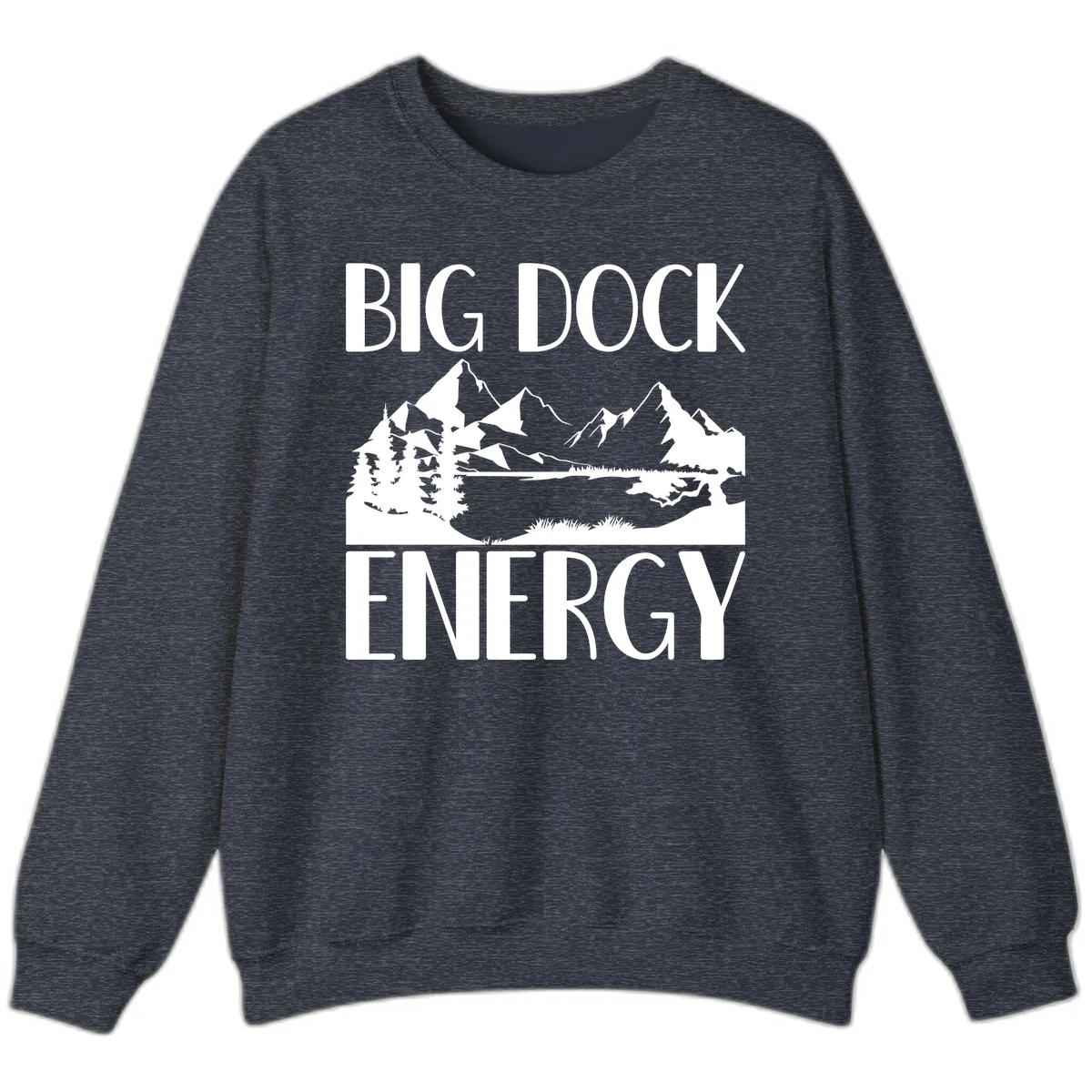 Big Dock Energy Mountain Landscape Sweatshirt in Heather Sport Dark Navy