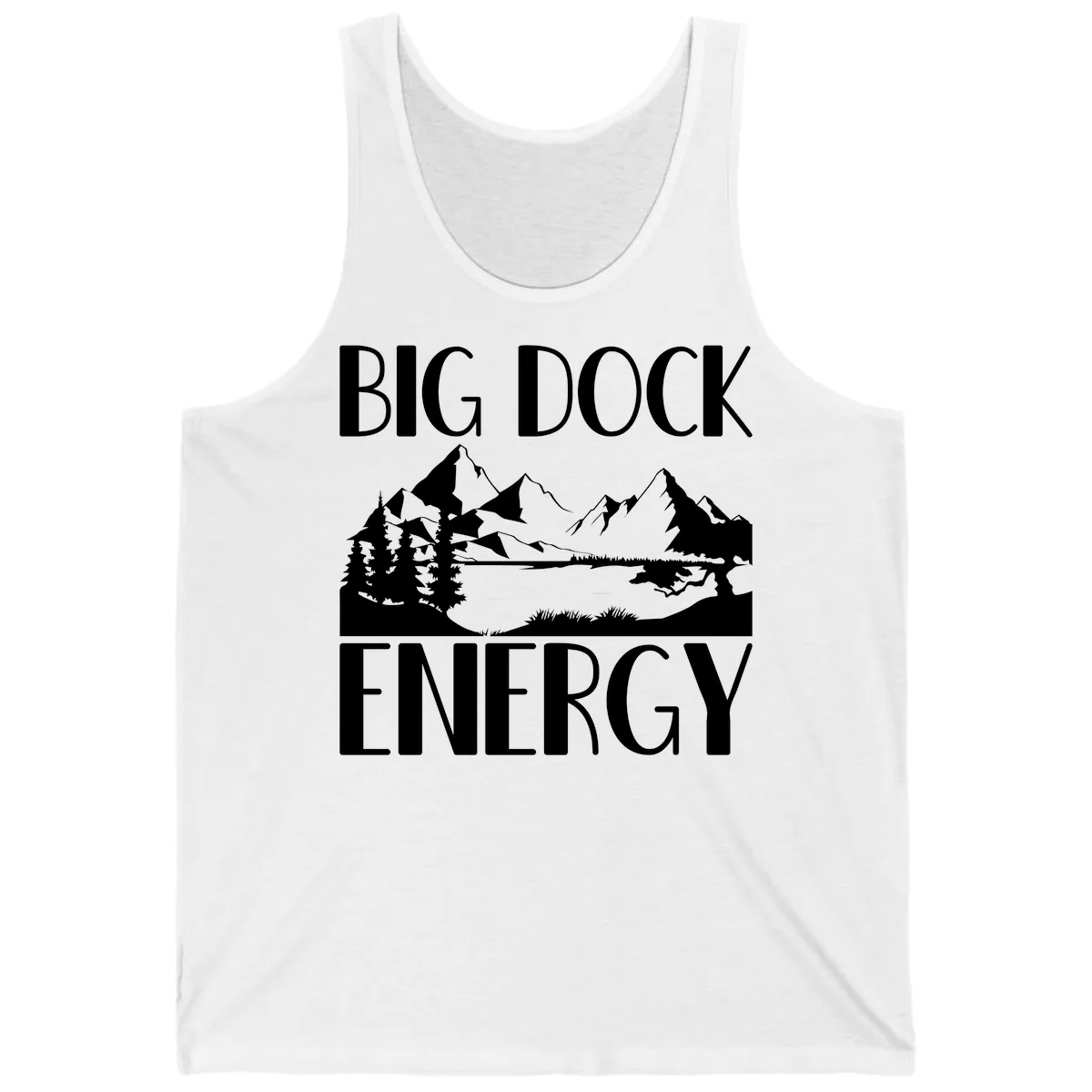 Big Dock Energy Mountain Landscape Tank in White