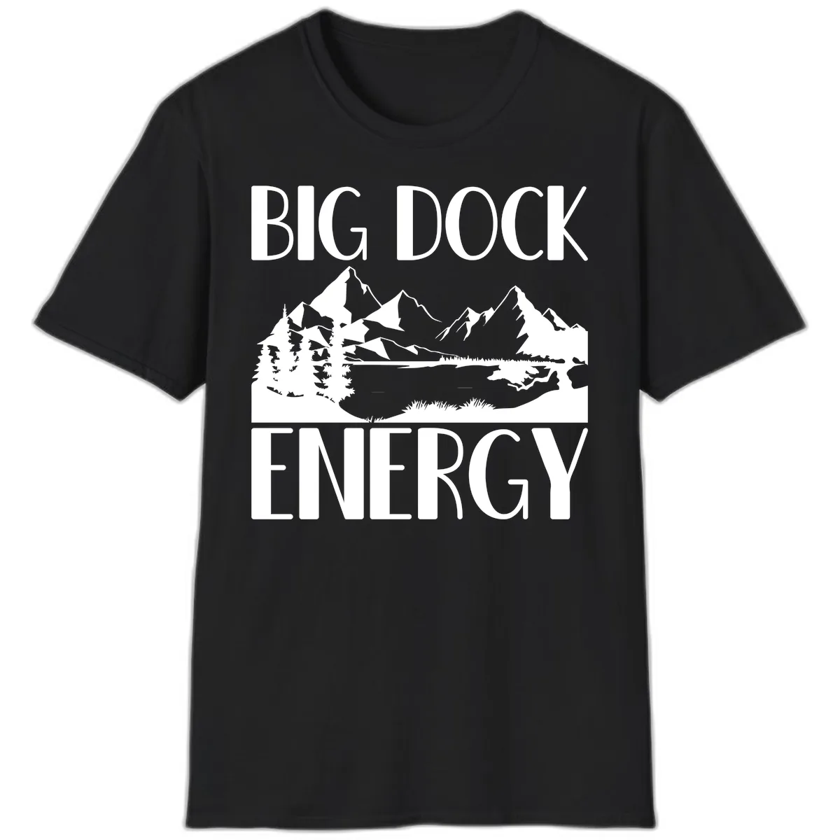 Big Dock Energy Mountain Landscape T-Shirt in Black