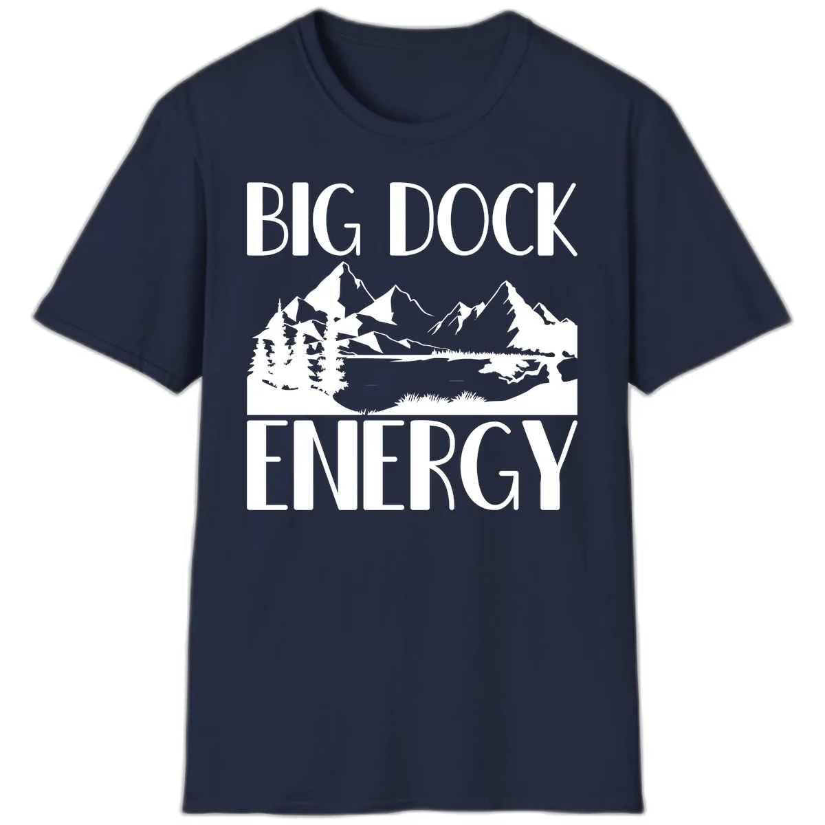 Big Dock Energy Mountain Landscape T-Shirt in Navy