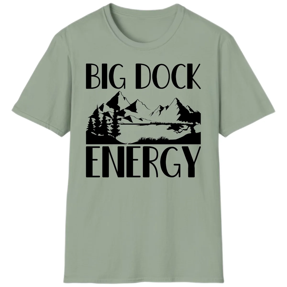 Big Dock Energy Mountain Landscape T-Shirt in Sage