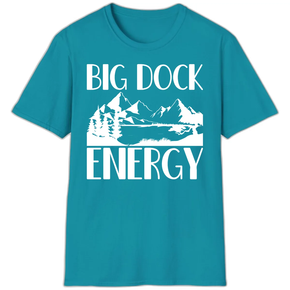 Big Dock Energy Mountain Landscape T-Shirt in Tropical Blue