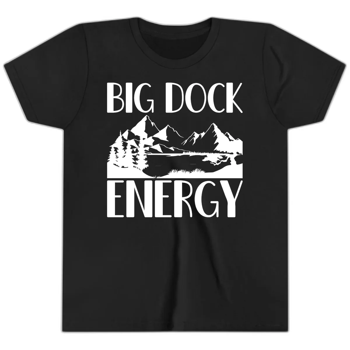 Big Dock Energy Mountain Landscape Youth T-Shirt in Black