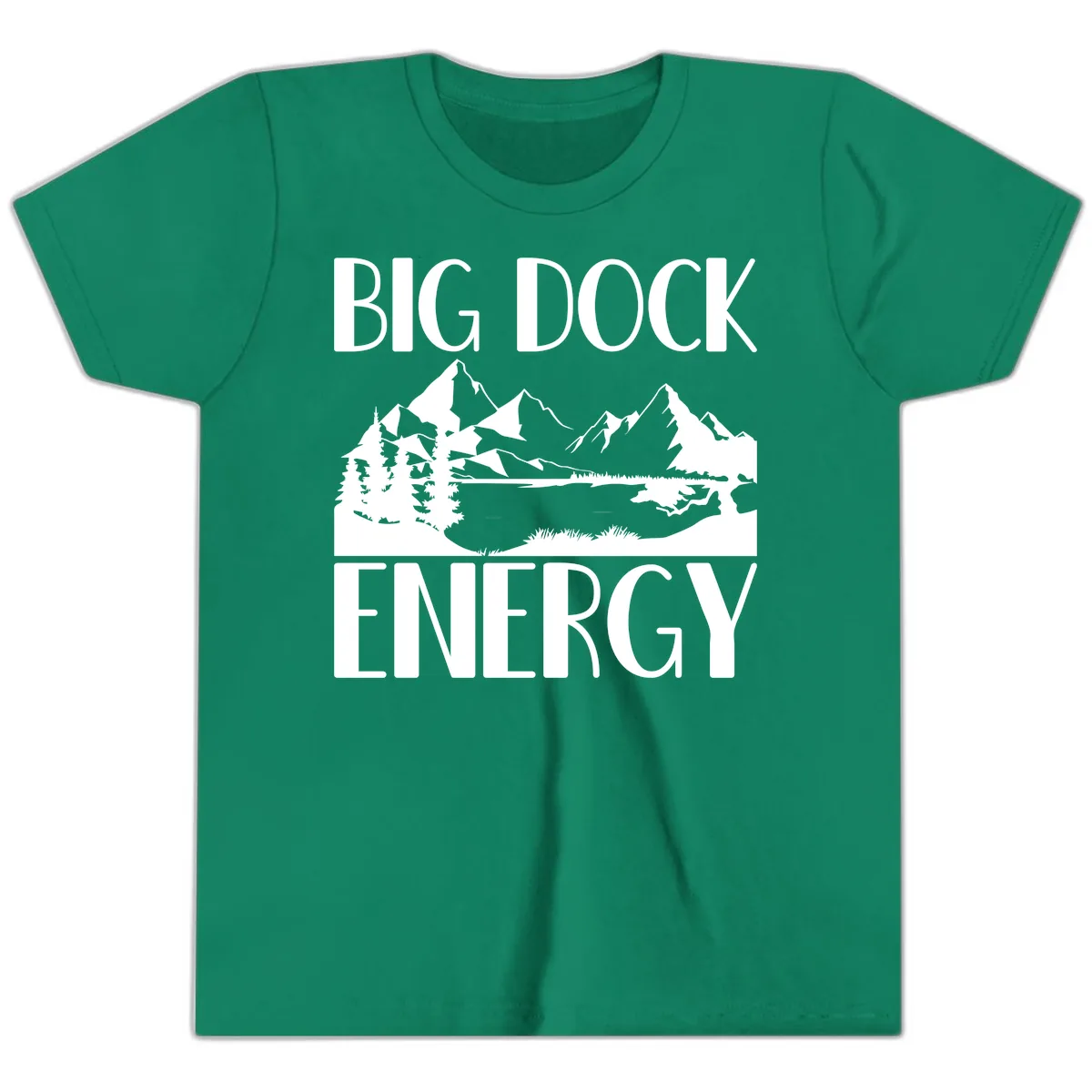 Big Dock Energy Mountain Landscape Youth T-Shirt in Kelly