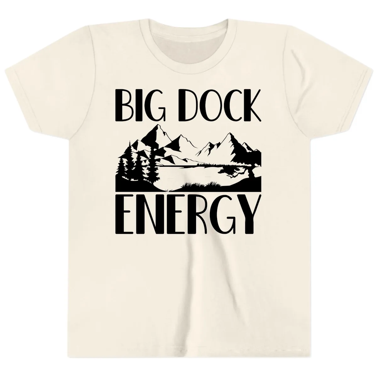 Big Dock Energy Mountain Landscape Youth T-Shirt in Natural