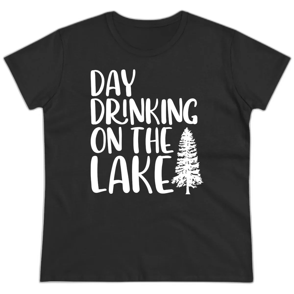 Day Drinking On The Lake Ladies Tee in Black