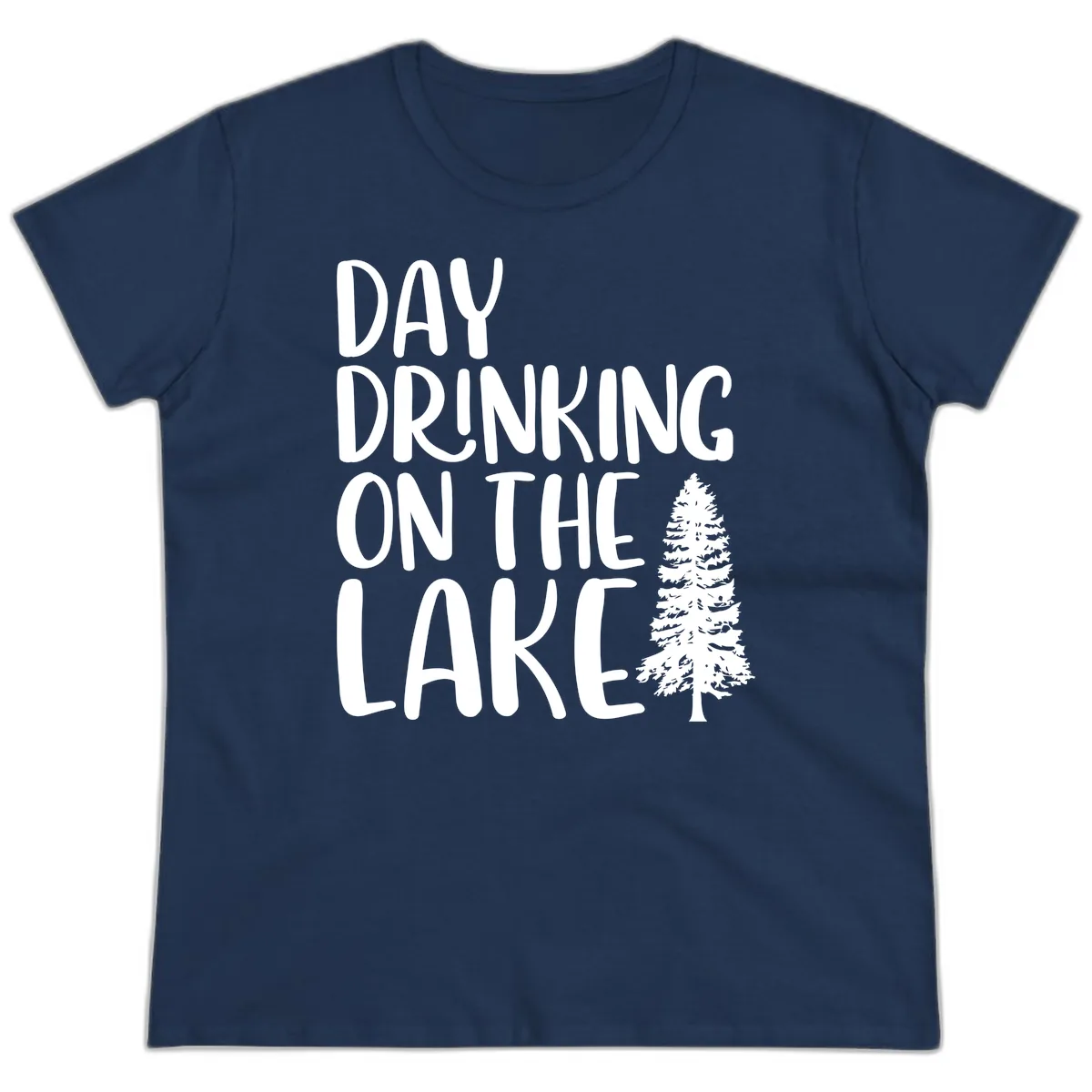 Day Drinking On The Lake Ladies Tee in Navy