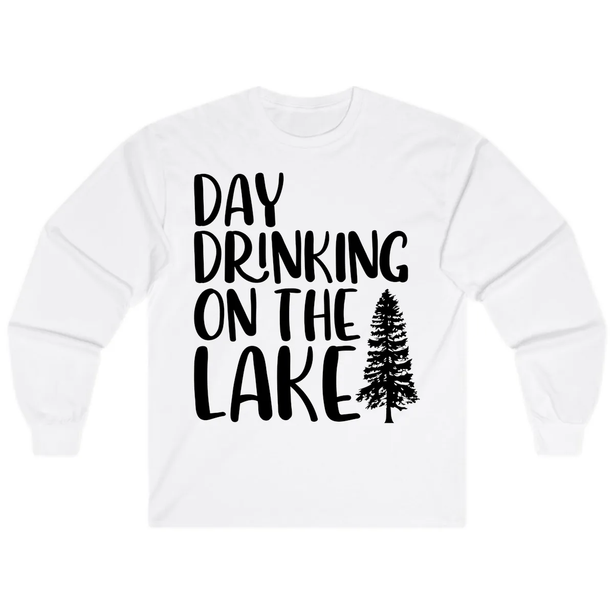 Day Drinking On The Lake Long Sleeve in White