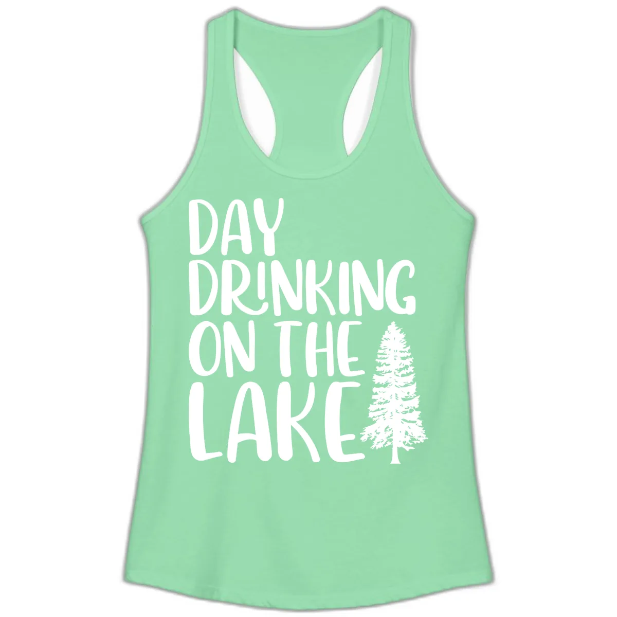 Day Drinking On The Lake Ladies Tank in Solid Mint