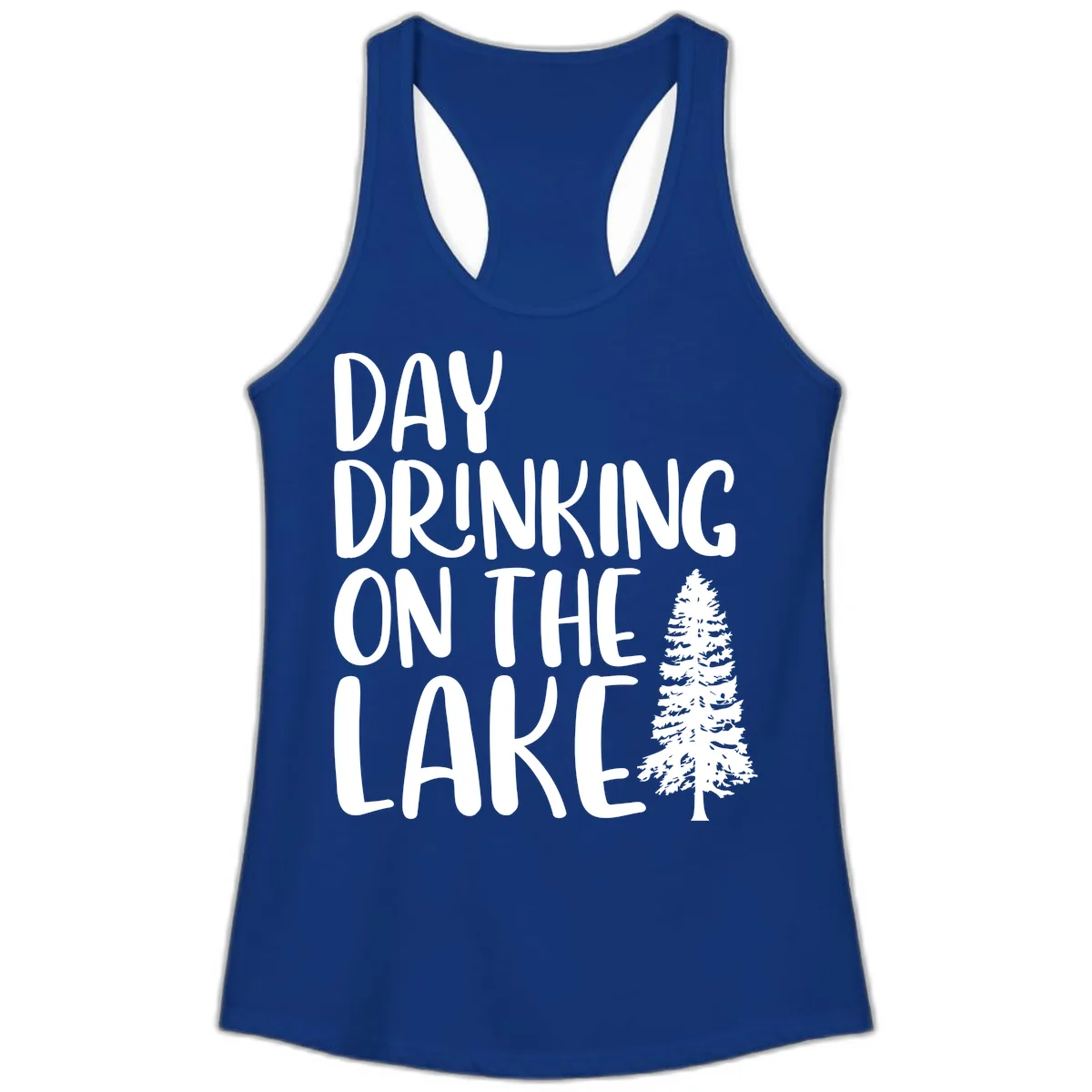 Day Drinking On The Lake Ladies Tank in Solid Royal