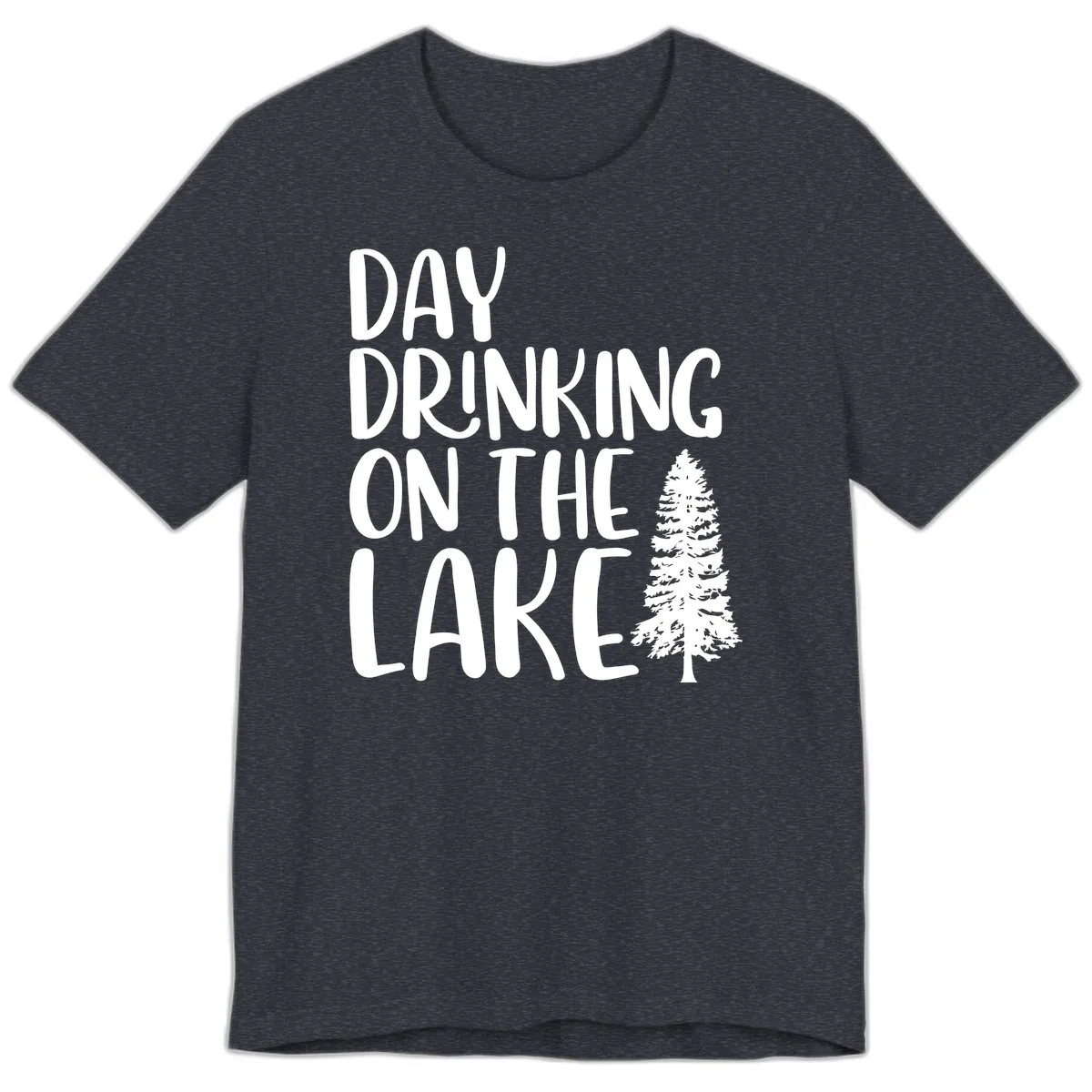 Day Drinking On The Lake Premium T-Shirt in Heather Navy