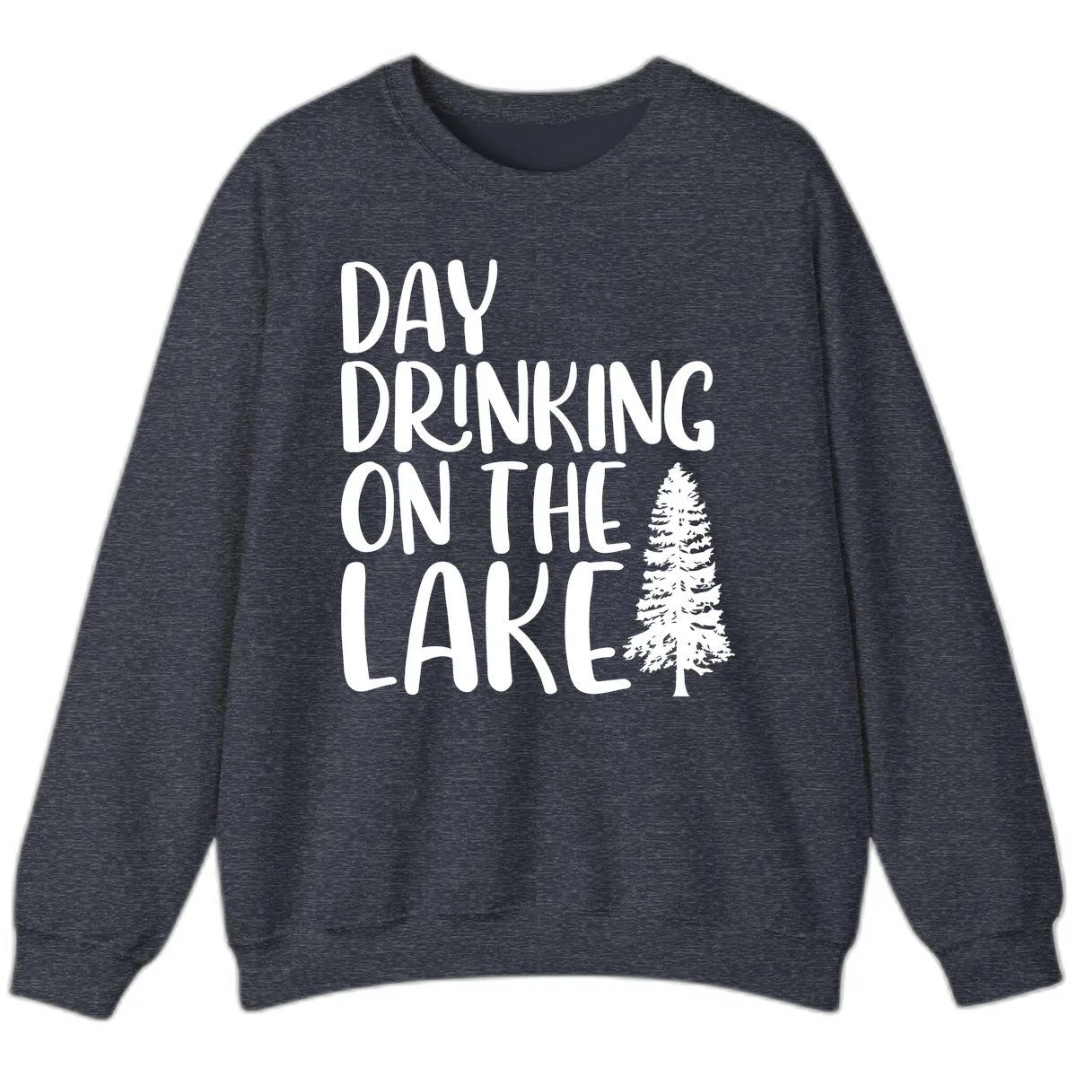 Day Drinking On The Lake Sweatshirt in Heather Sport Dark Navy