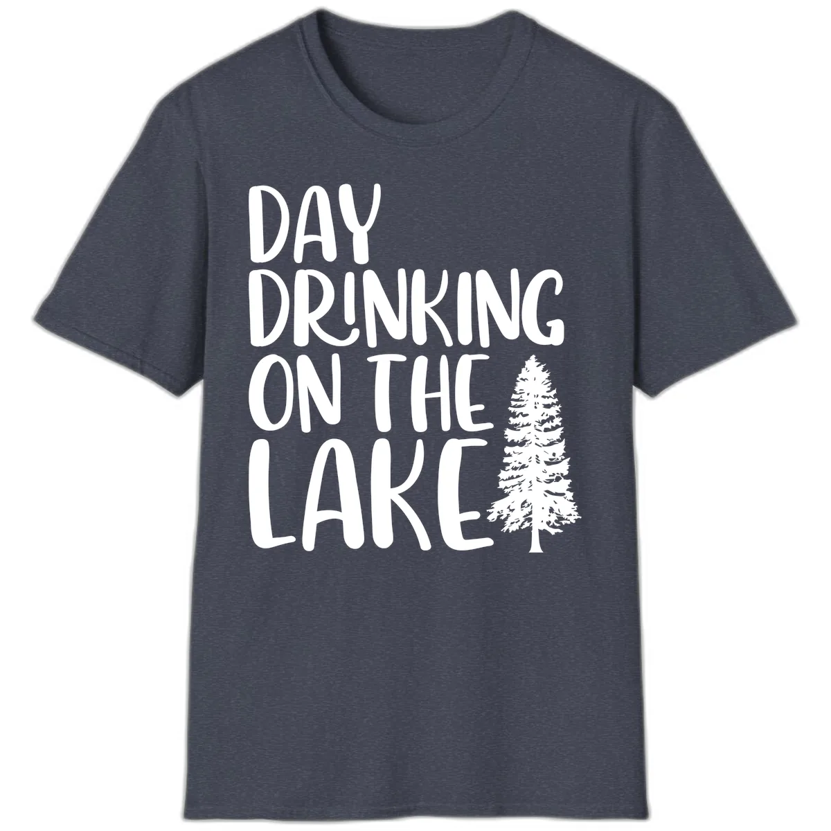 Day Drinking On The Lake T-Shirt in Heather Navy
