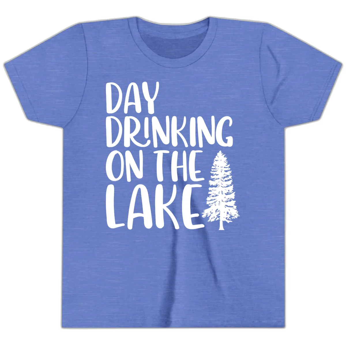 Day Drinking On The Lake Youth T-Shirt in Heather Columbia Blue